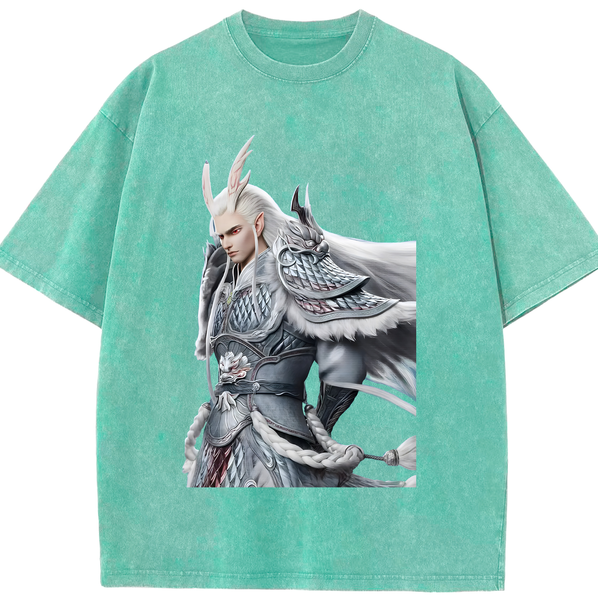 （画像用） Ne Zha 2 ナタ 魔童の大暴れ 綿100% ヴィンテージ風 半袖Tシャツ（フロントプリント）